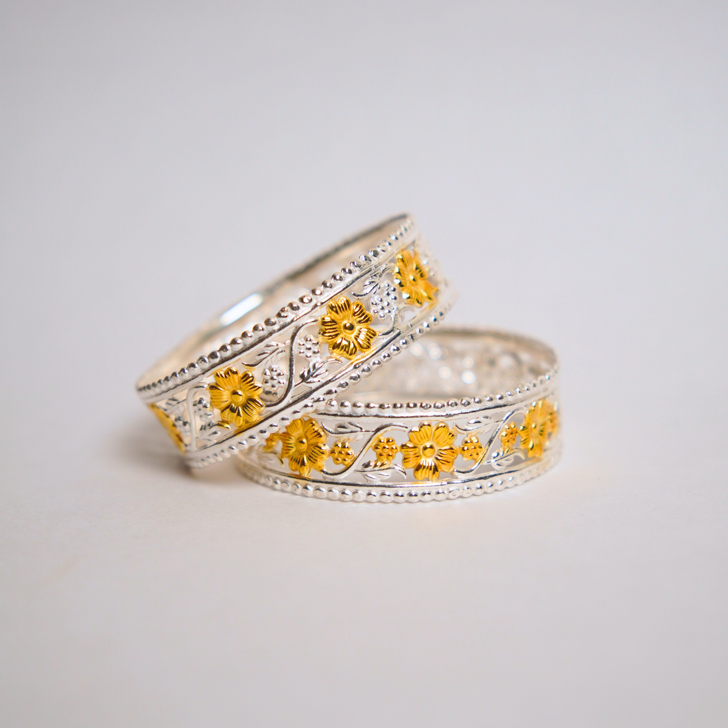 Classic Filigree Gold Plated Silver Bangle