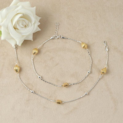 Golden Glow Dual-Tone Silver Anklet