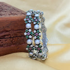 Royal Multi-Color Stone Silver Bangle