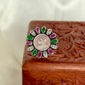 Silver Coin Oval Multicolour Silver Ring