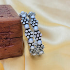 Festive White Stone Silver Bangles