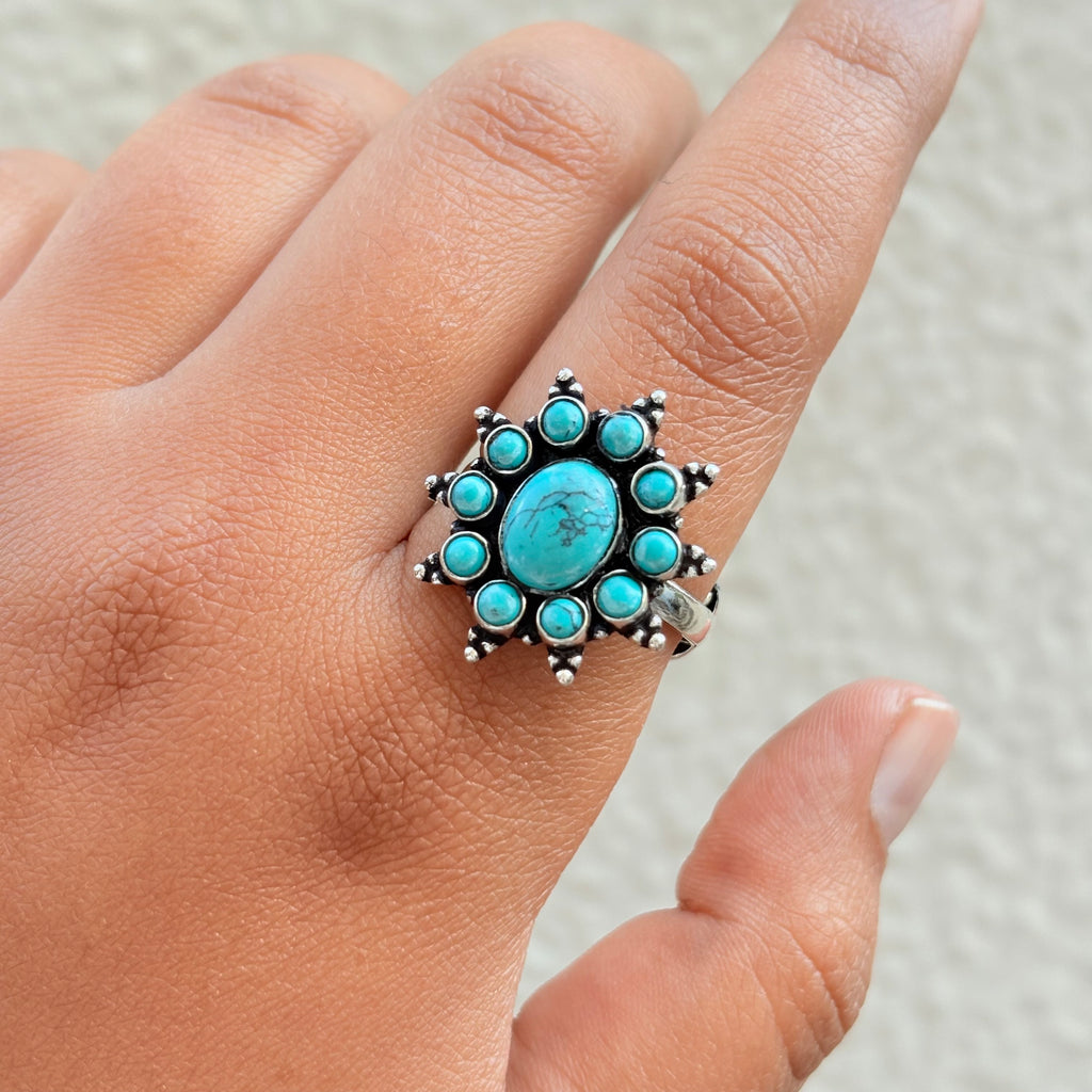 Handcrafted 925 Silver Turquoise Statement Ring