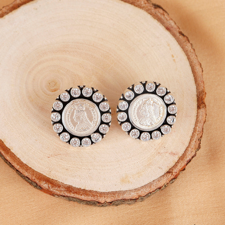 92.5 Silver Coin Vintage Silver Stud