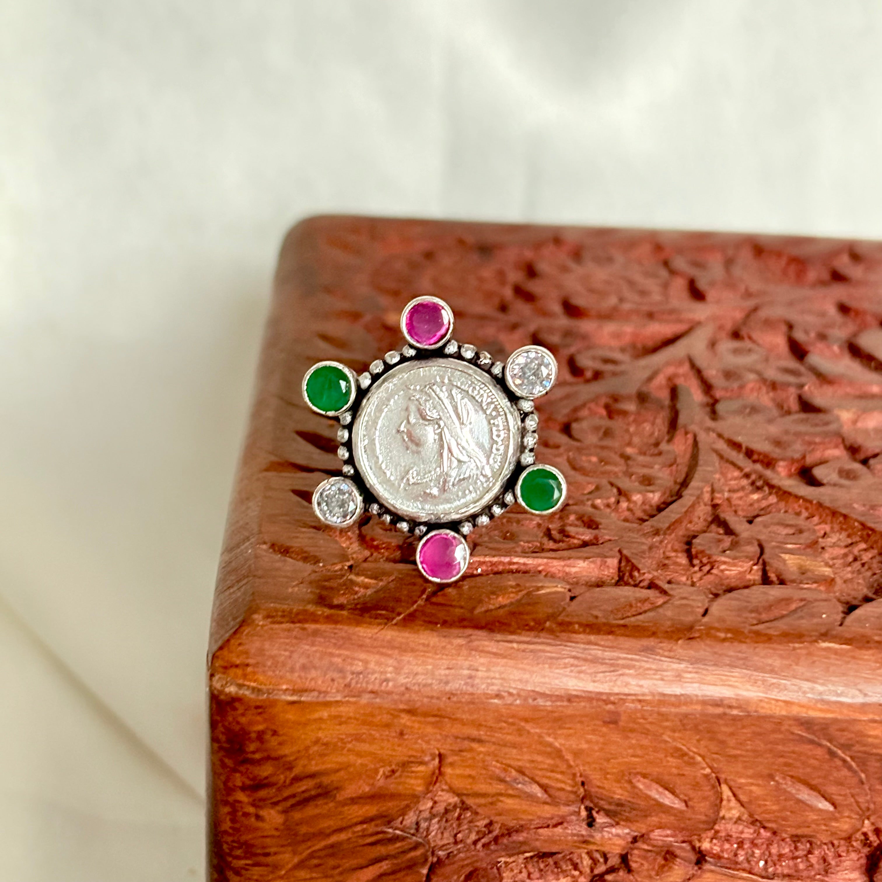 Rangrez 925 Silver Coin Ring
