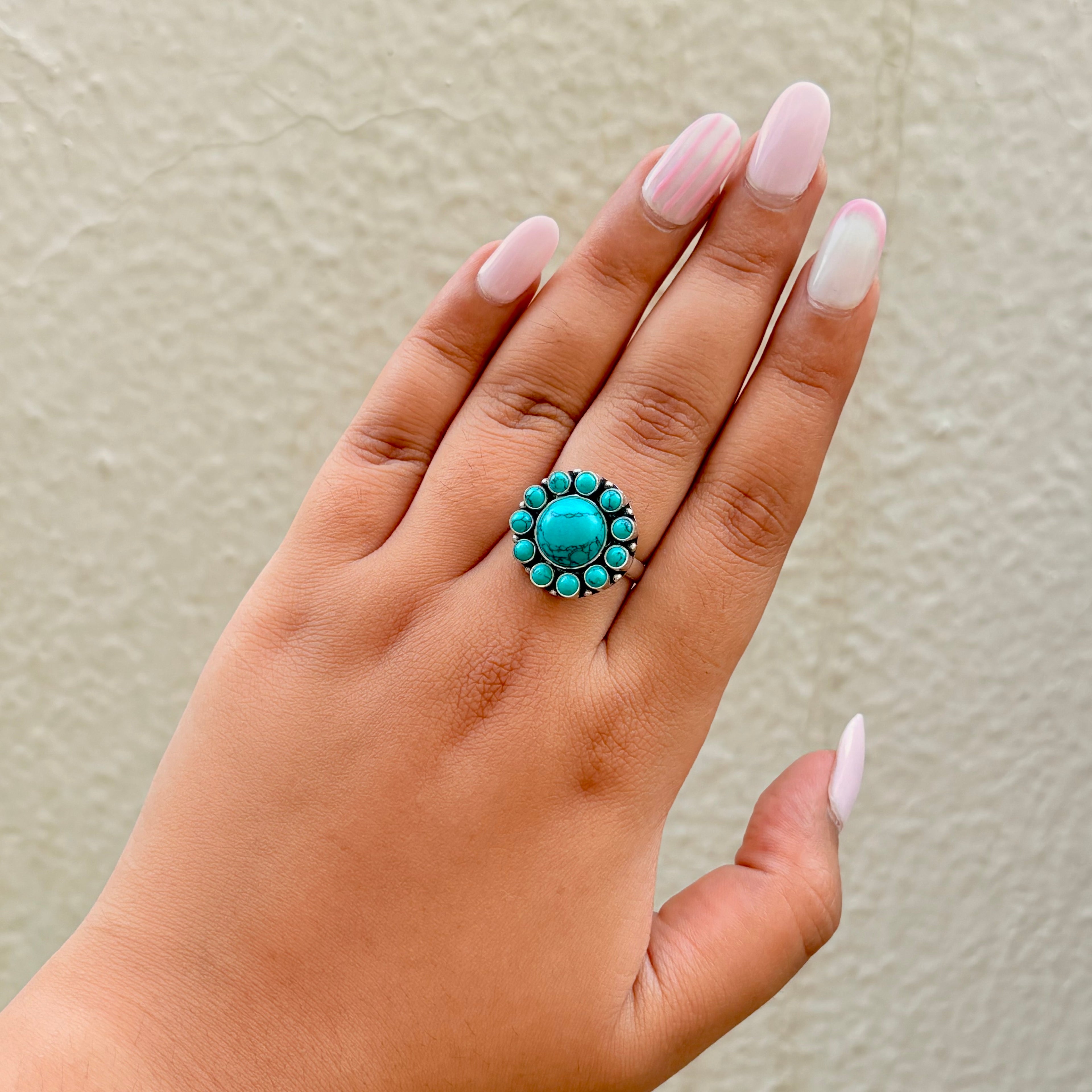 Isla Turquoise Mandala Silver Ring