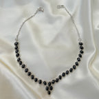 Handcrafted Black Onyx Sterling Silver Floral Necklace