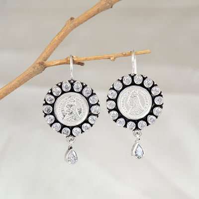 925 Silver Coin Drop Heritage Loop Earring