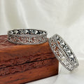 Shubh Swastik Divine Om Engraved Silver Bangle