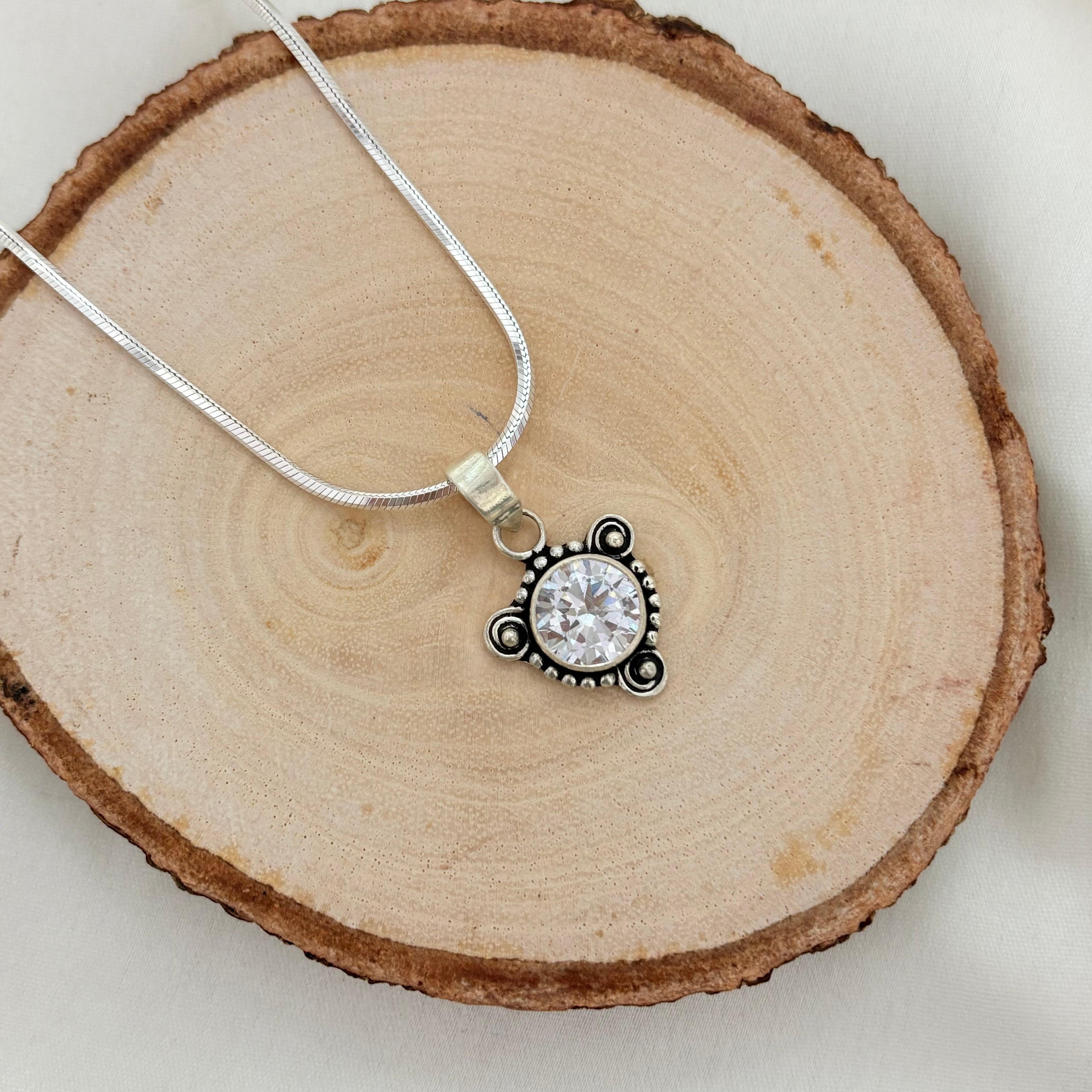Cubic Zirconia Handcrafted Sterling Silver Pendant