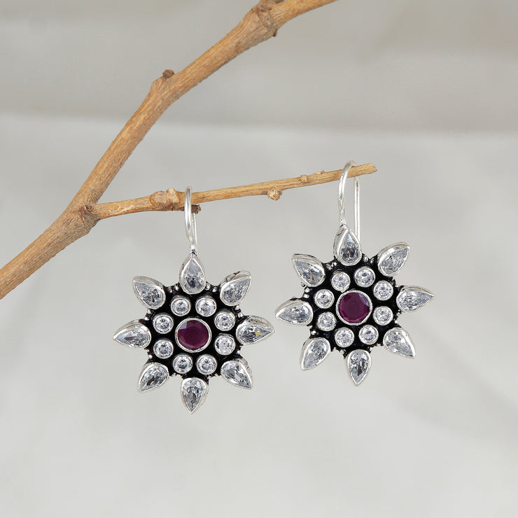 Silver dazzling Floral Earring