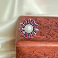 Pearl Ruby Blossom Silver Statement Ring