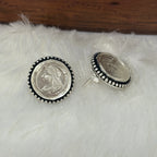 Rava Silver Coin Stud Earrings