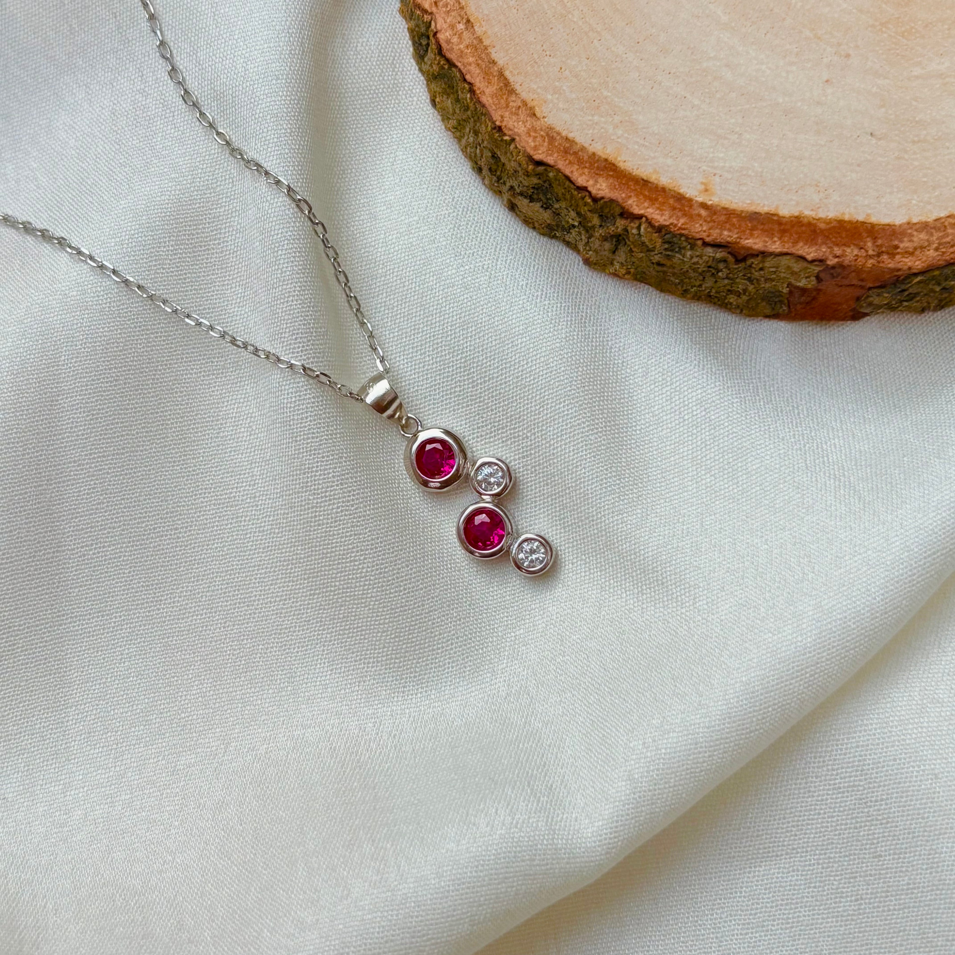 Bezel Set Ruby SIlver Pendant