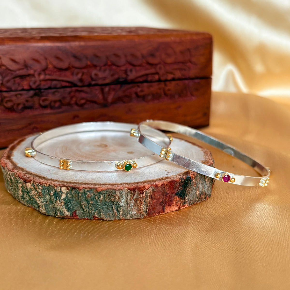 925 Sterling Silver Dual-Tone Sleek Bangle