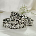 Shubh Swastik Divine Om Engraved Silver Bangle