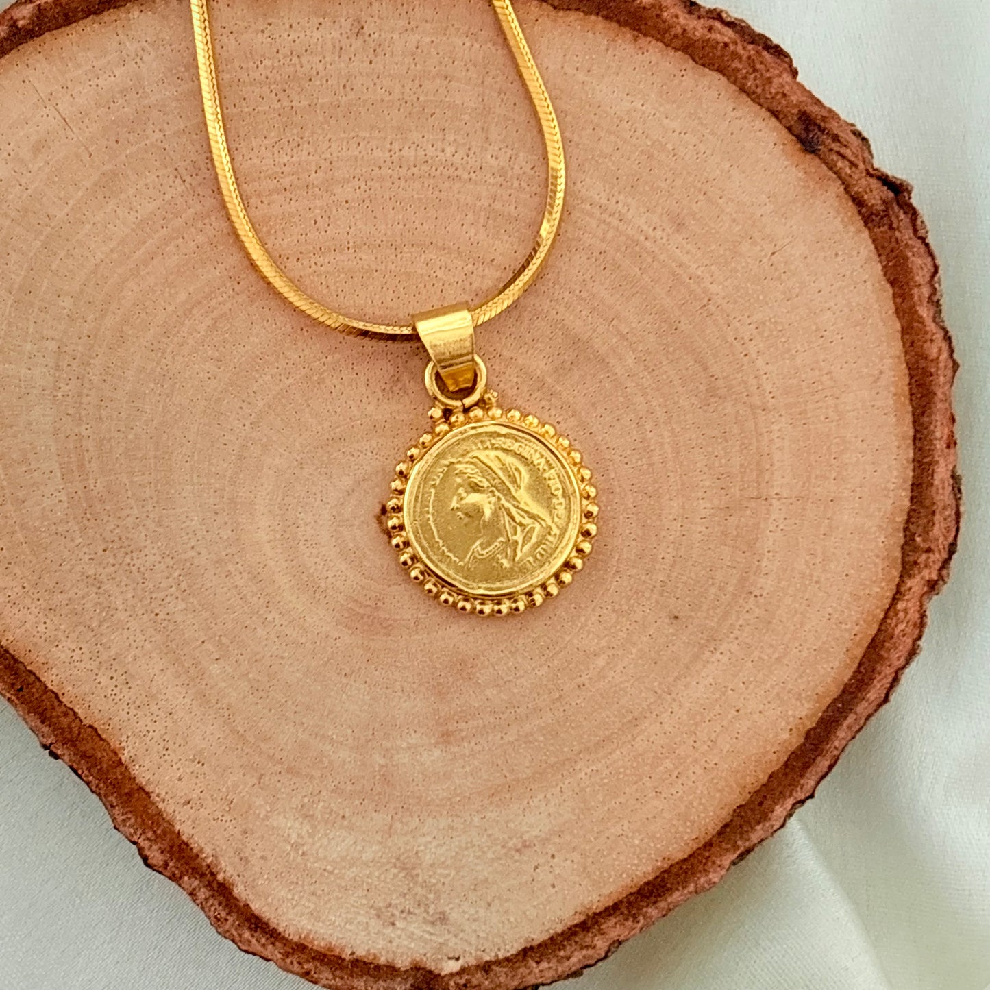 925 Silver Coin Gold Plated Rava Pendant