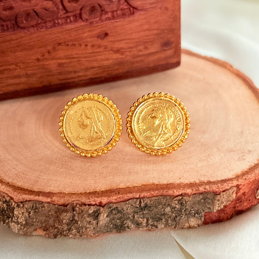 925 Silver Coin Gold Plated Rava Earring