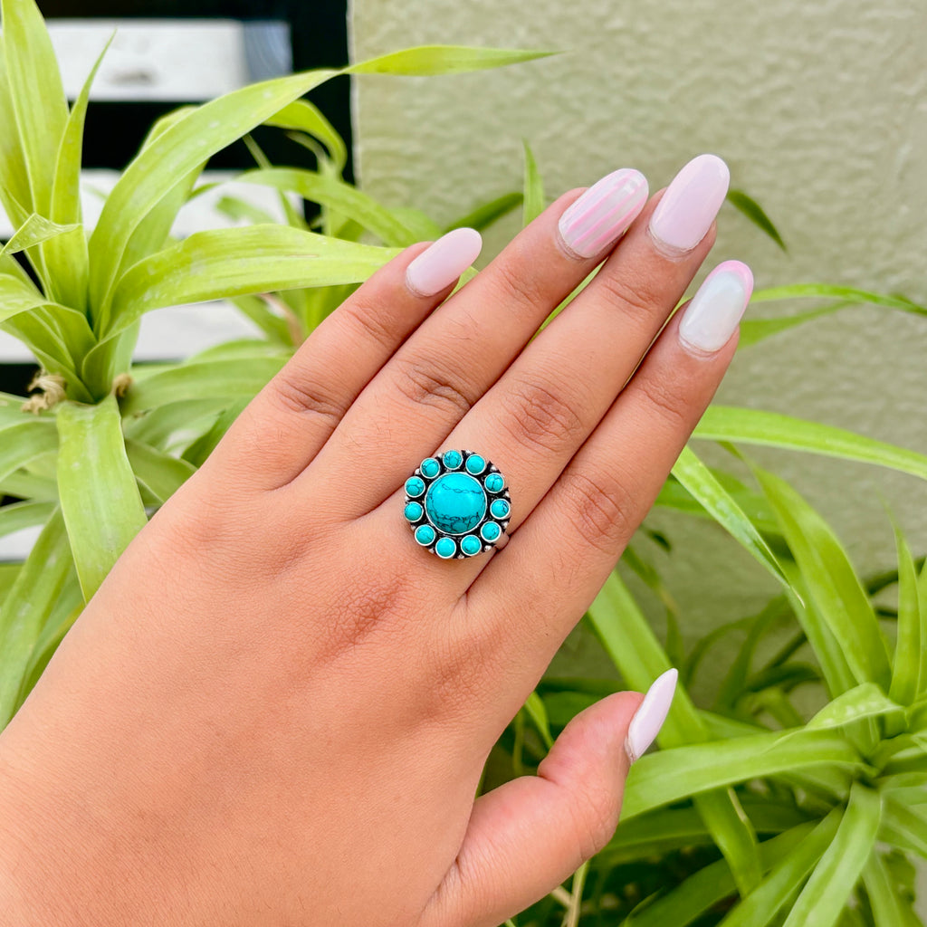 Isla Turquoise Mandala Silver Ring