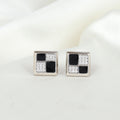 Obsidian Petite Silver Stud Earrings