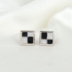 Obsidian Petite Silver Stud Earrings