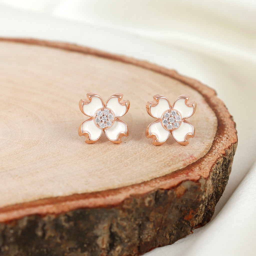 Rosetta Rose Gold Chic Sterling Silver Earrings