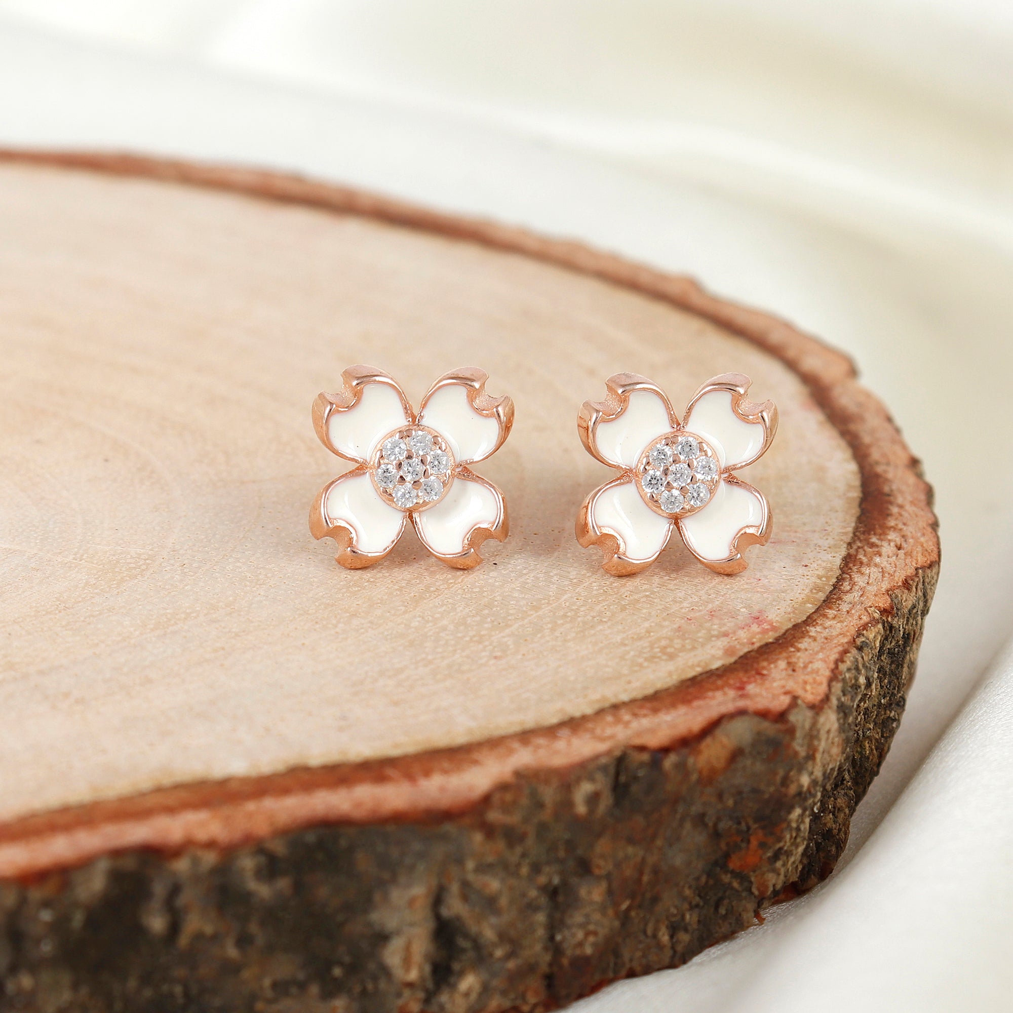 Rosetta Rose Gold Chic Sterling Silver Earrings