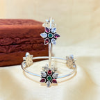 925 Silver Multicolor Floral Everyday Bangle