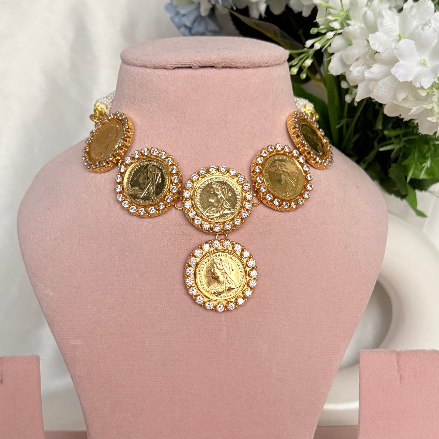 Queen’s Coin Gold Plated Silver Necklace