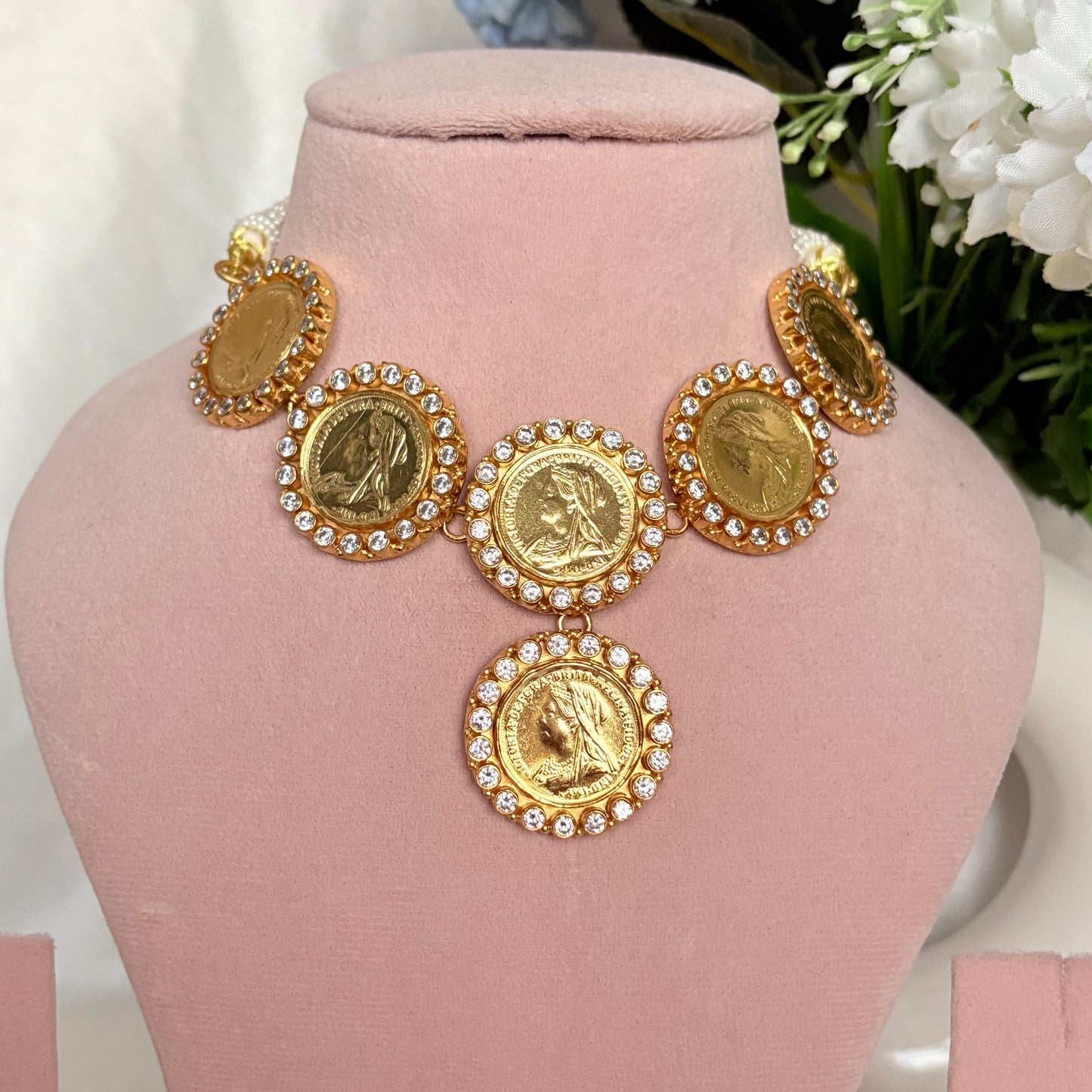 Queen’s Coin Gold Plated Silver Necklace