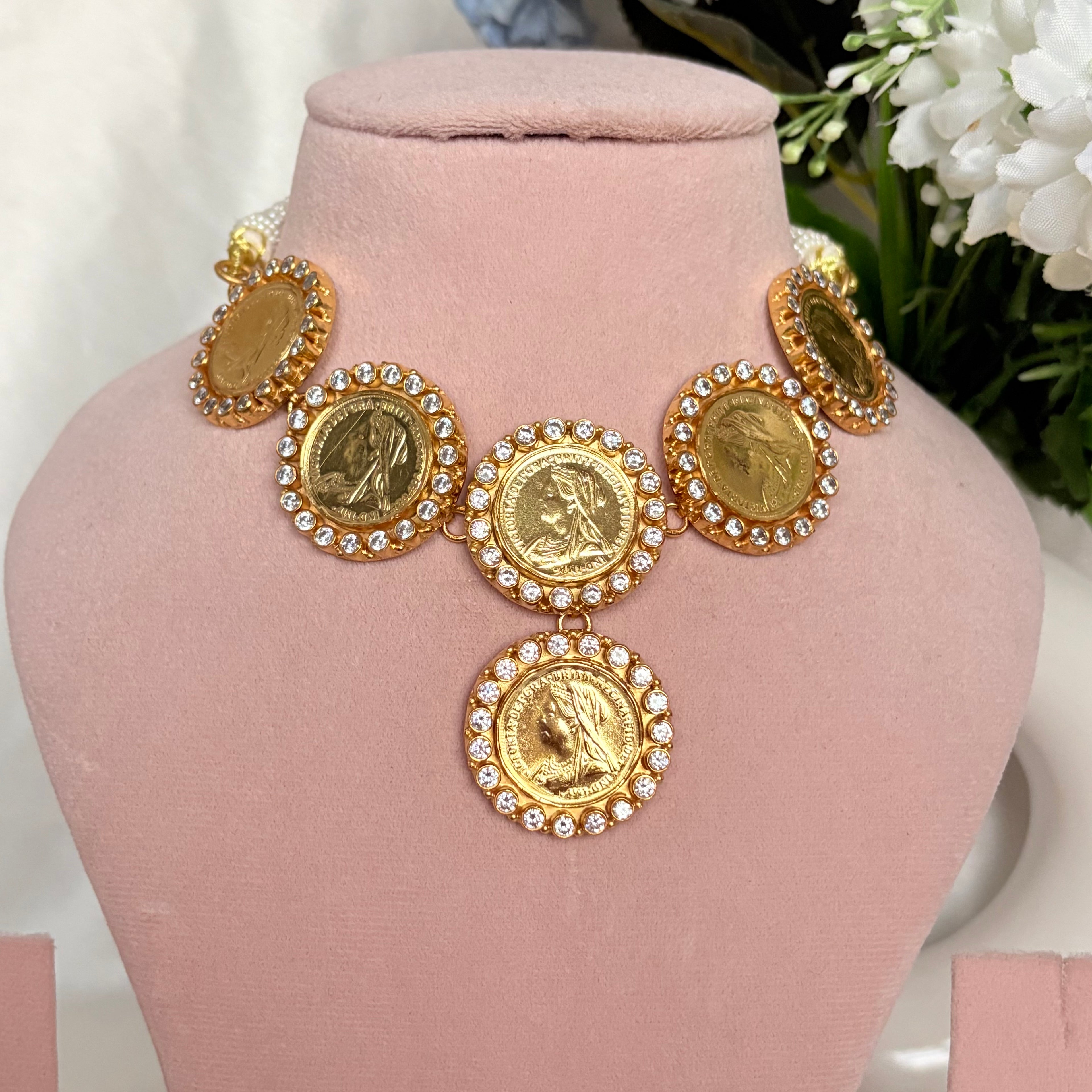 Queen’s Coin Gold Plated Silver Necklace