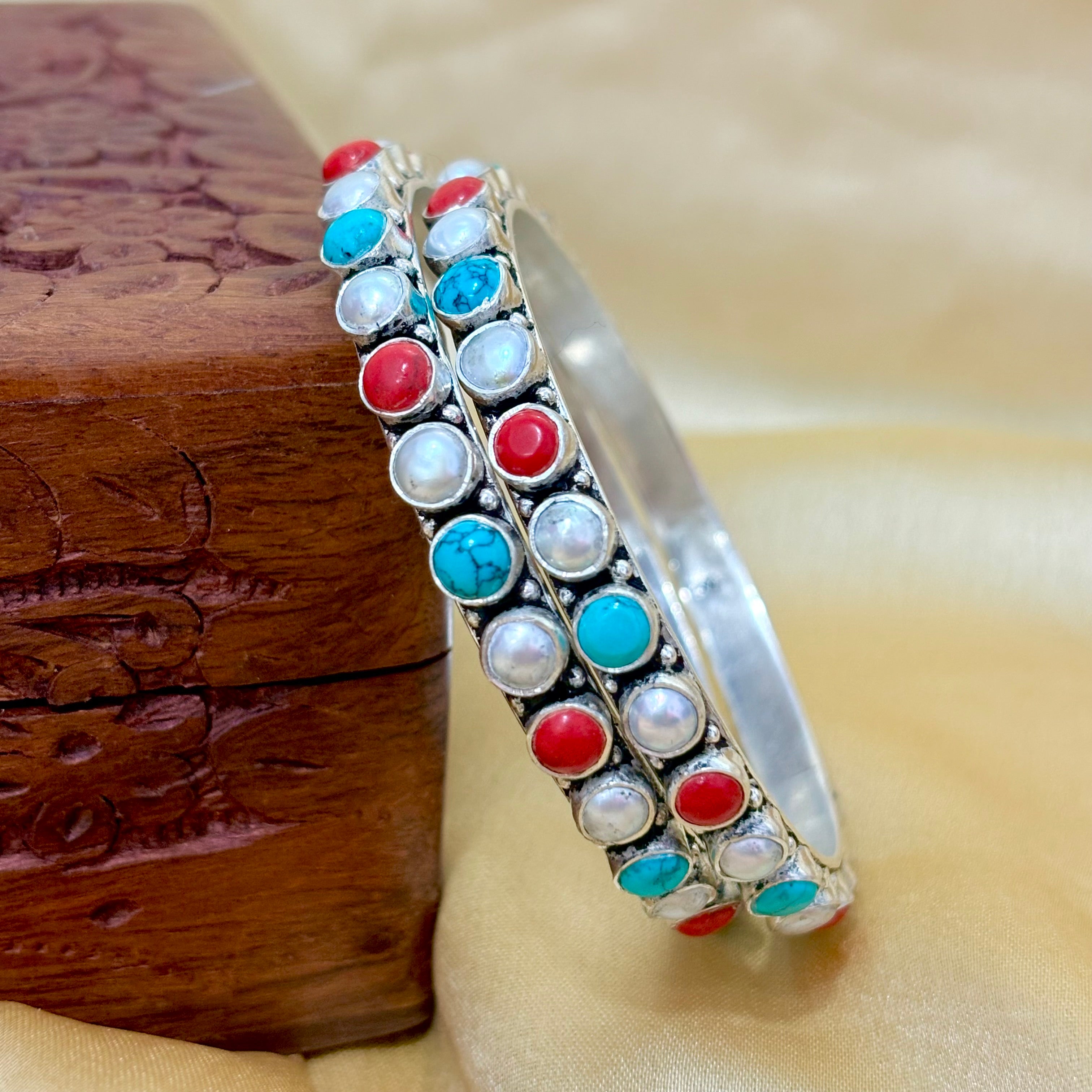 Trinity Gemstone 925 Silver Kada