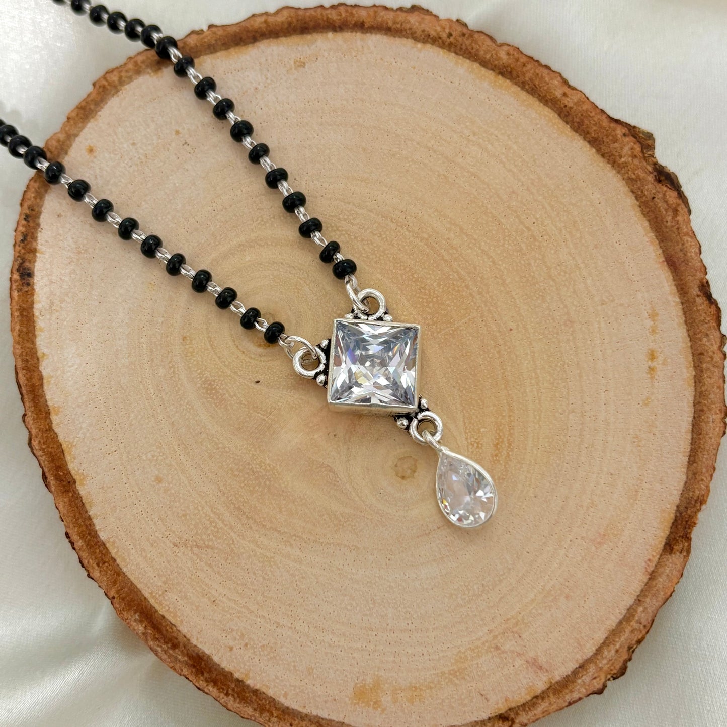 Diamond-Look Cubic Zircoia Silver Mangalsutra