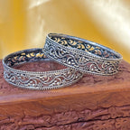 Paisley Heritage Plain Oxidized Silver Bangle