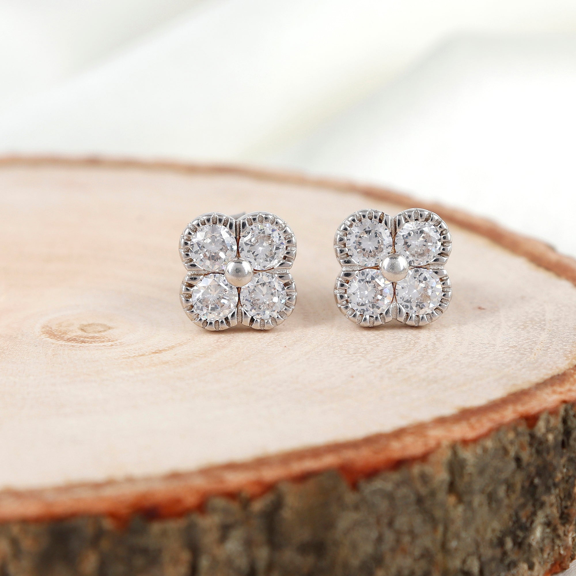 Rose Petal Silver Earrings