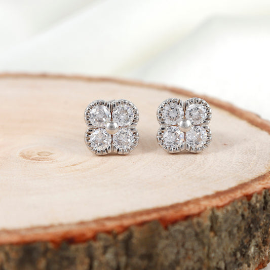 Rose Petal Silver Earrings