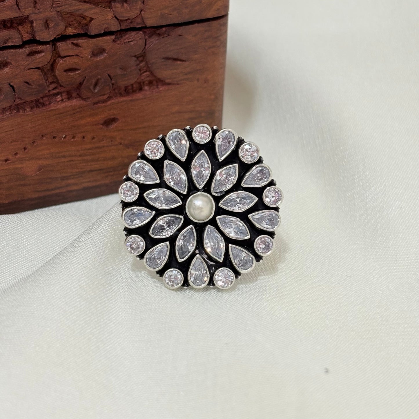 925 Sterling Silver Royal Mandala Statement Ring