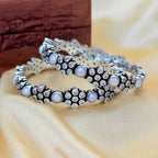 Festive White Stone Silver Bangles