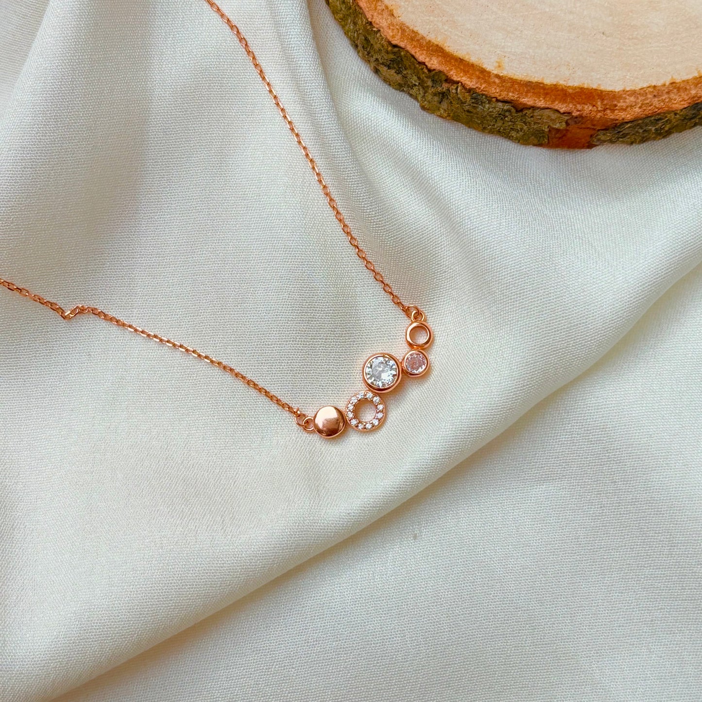 Eternal Circles Layered Charm Silver Necklace