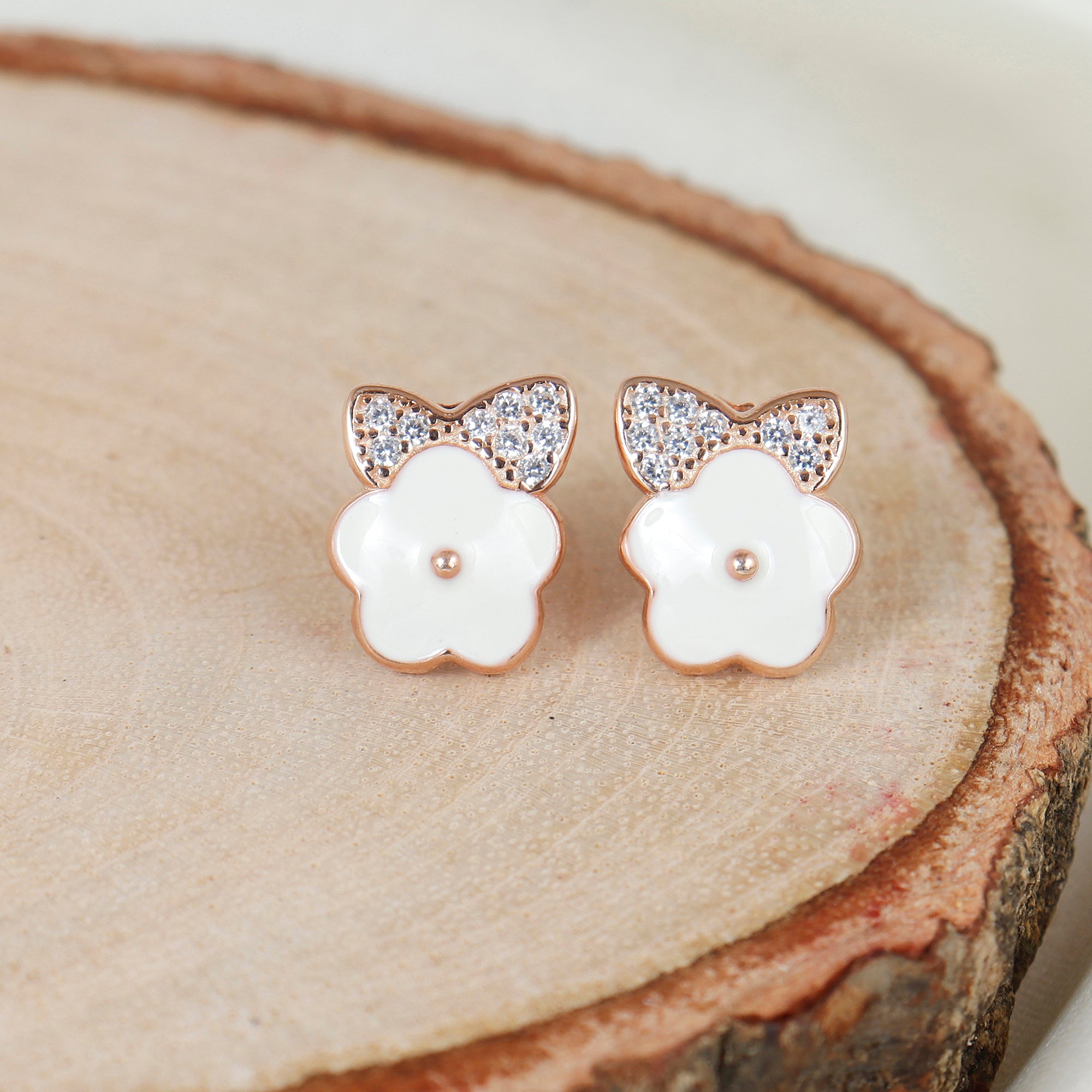 Silver Rosette Leaf Earring