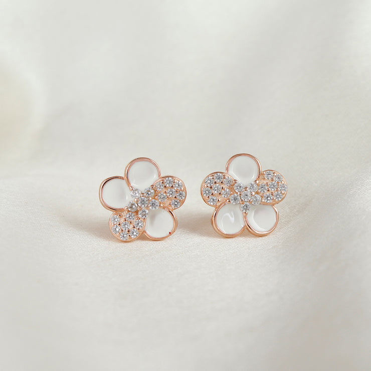 Rose Flower Twilight Silver Earring