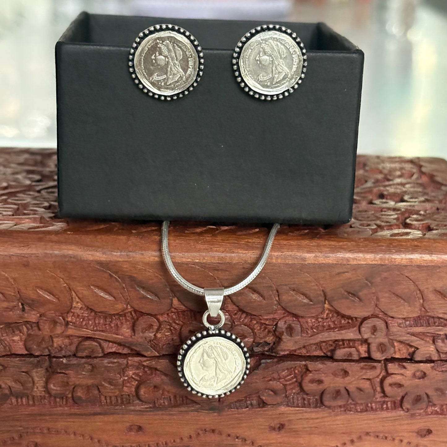 Heritage Silver Coin Rava Necklace