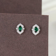 Silver Stellar Emerald Grace Studs