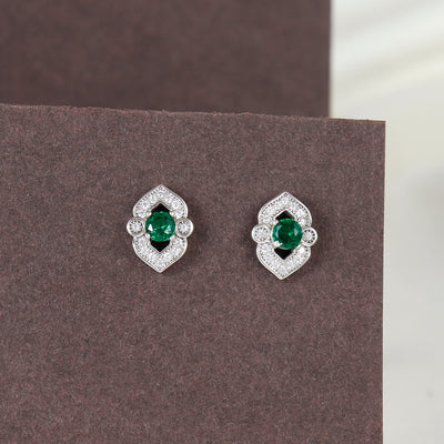 Silver Stellar Emerald Grace Studs