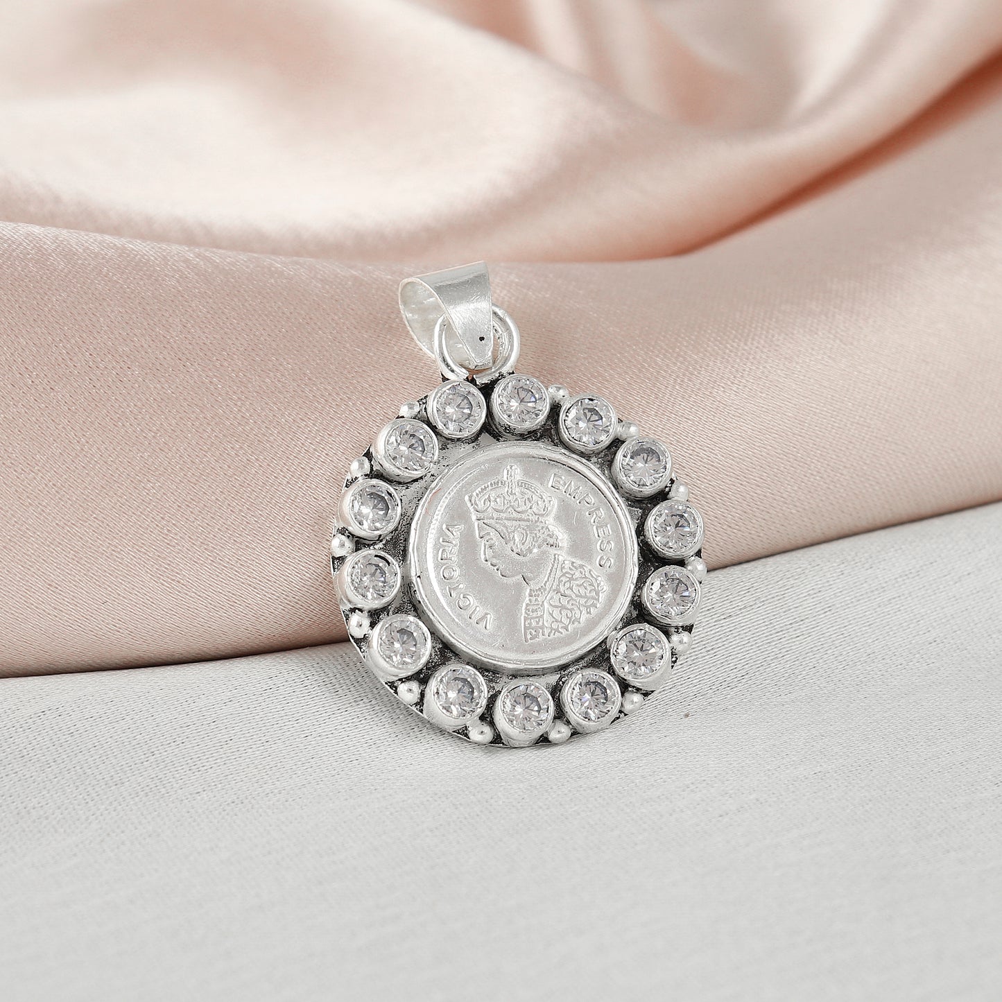 92.5 Silver Coin Vintage Silver Pendant