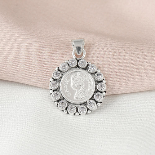 92.5 Silver Coin Vintage Silver Pendant