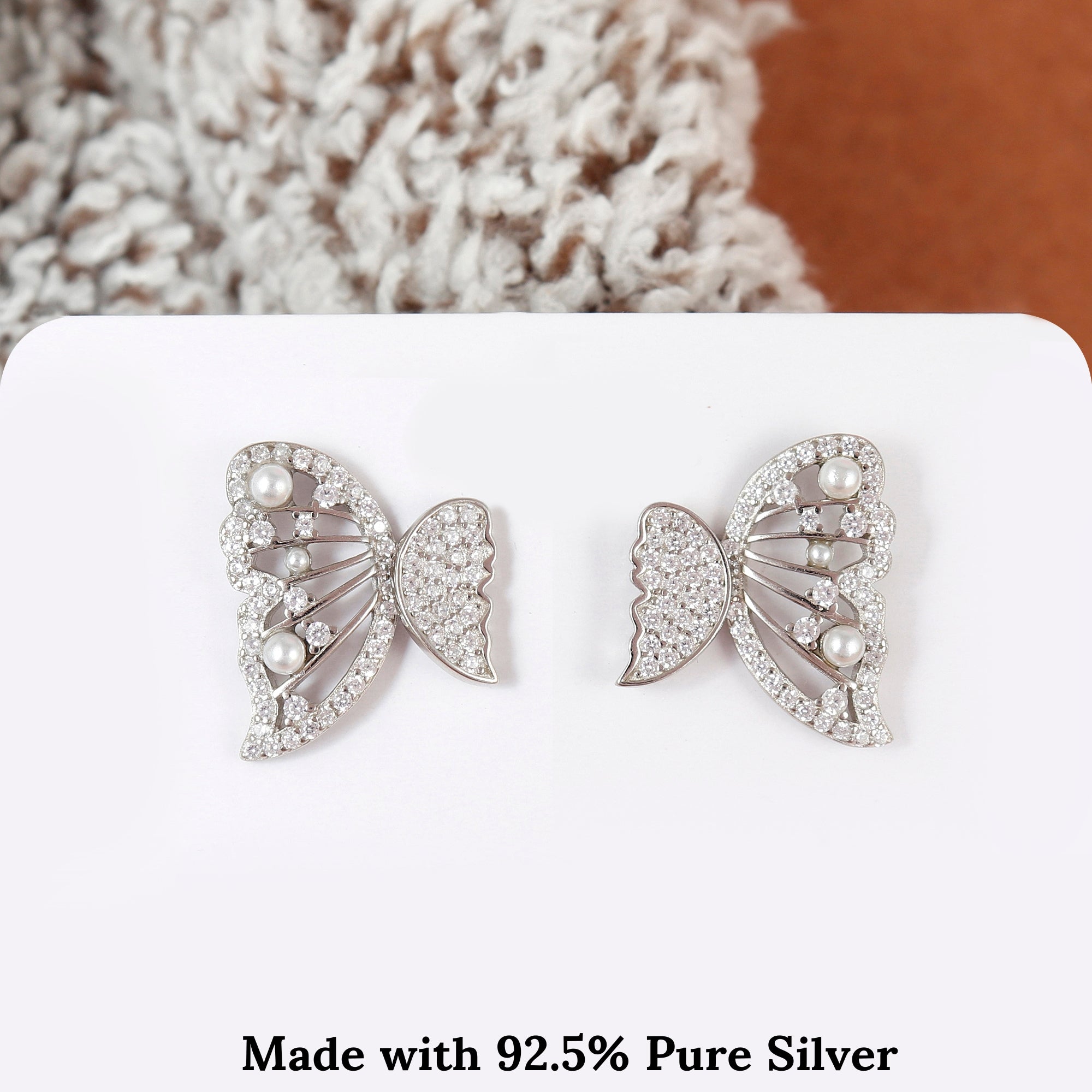 Elegant Sunshine Butterfly Silver Earring