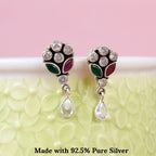 Emerald and Ruby Glimmering Silver Drops