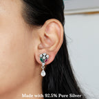 Emerald and Ruby Glimmering Silver Drops