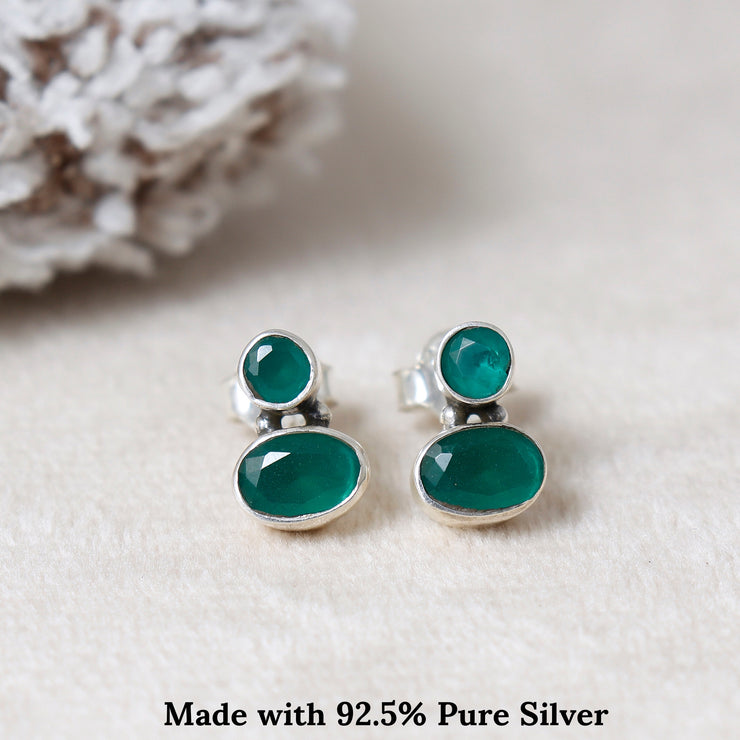 Emerald Essence Stone Silver  Earring