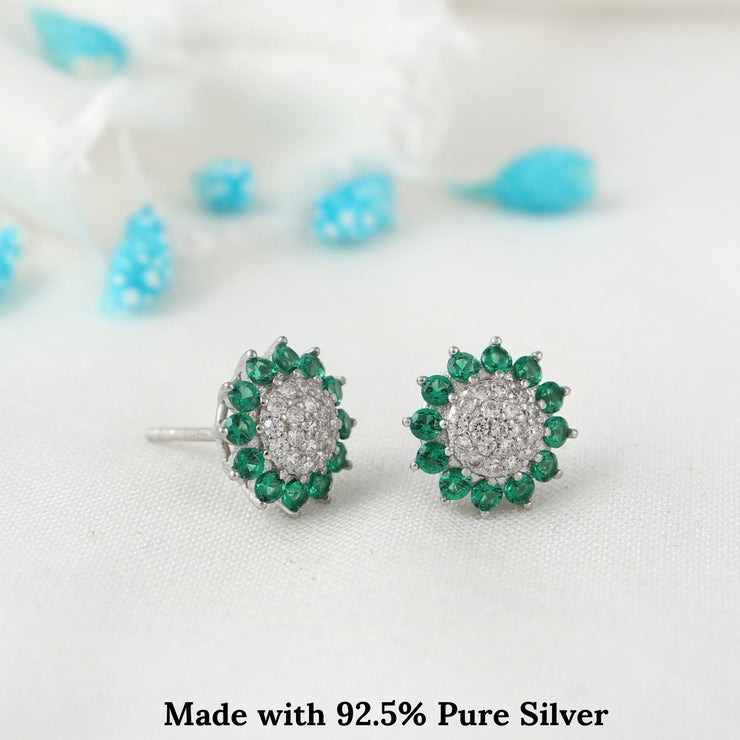 Emerald Glimmer Diamond Silver Earring